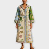 Jule - Εκτυπωμένο midi φόρεμα από twill με ζώνη
