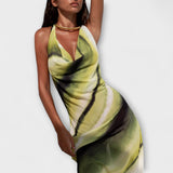Κλασικό maxi φόρεμα με gradient και tie-dye