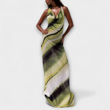 Κλασικό maxi φόρεμα με gradient και tie-dye