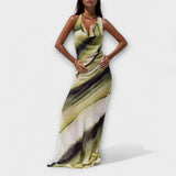 Κλασικό maxi φόρεμα με gradient και tie-dye