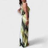 Κλασικό maxi φόρεμα με gradient και tie-dye