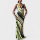 Κλασικό maxi φόρεμα με gradient και tie-dye