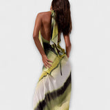 Κλασικό maxi φόρεμα με gradient και tie-dye