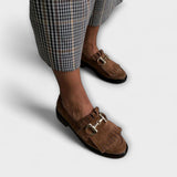 Fleur – Καφέ λαστιχένια loafers με στρογγυλή μύτη