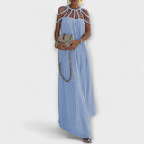 Briar - Chic Maxi Φόρεμα Κατασκευασμένο από Λινό Μίγμα με Draped Τιράντες