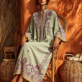 Zahara™ Μποέμικο Floral Maxi Φόρεμα από Βαμβάκι-Λινό